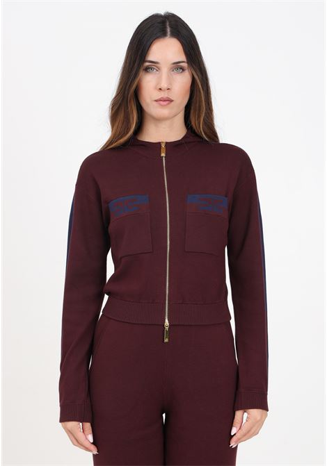 Felpa cropped con zip bordeaux da donna ELISABETTA FRANCHI | MK56S46E2CN9